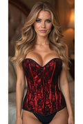 Lavish Red Lace Front Zipper Corset - Daisy Corsets
