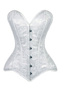 Lavish White Lace Overbust Corset Sweetheart Neckline Busk Closure - Daisy Corsets
