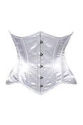 Lavish White Satin Underbust Corset Waist Cincher Busk Closure - Daisy Corsets