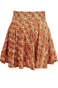 Orange Skulls Gothic Print Stretch Lycra Skirt - Daisy Corsets