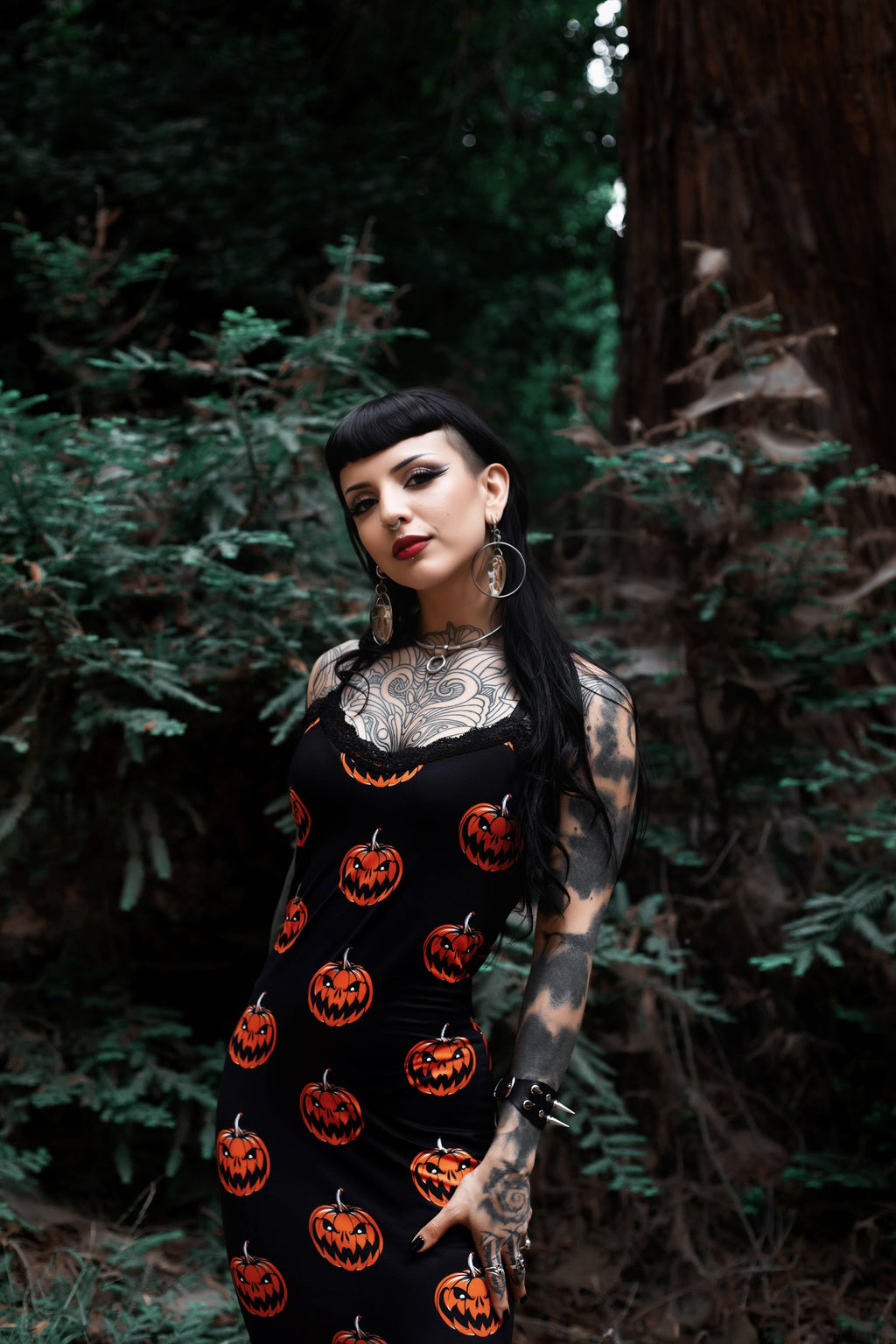Pumpkins Print Lace Strap Dress