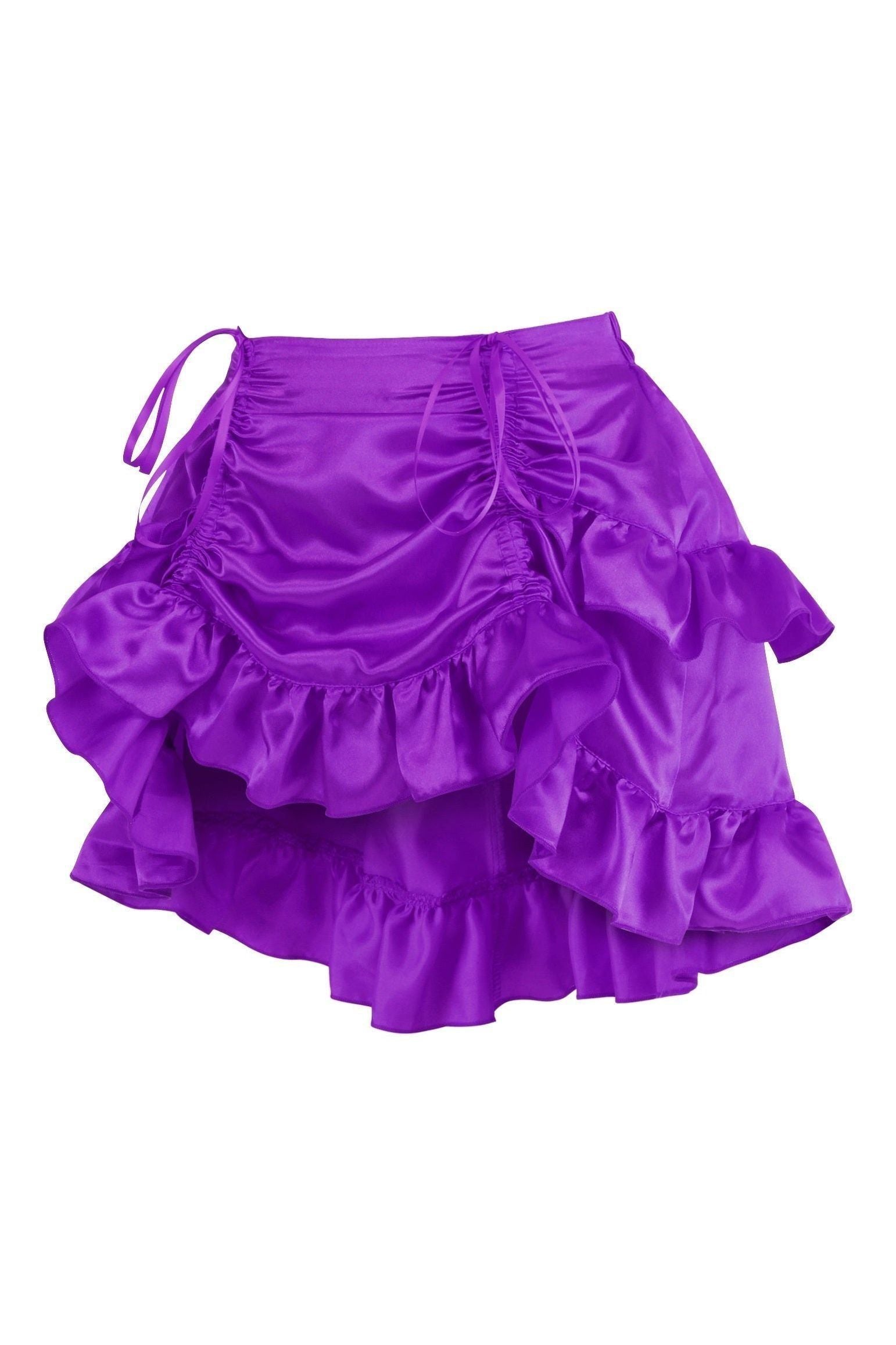Purple Satin Ruched Bustle Skirt - Daisy Corsets