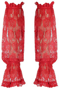 Red Sheer Lace Smocked Sleeves - Daisy Corsets