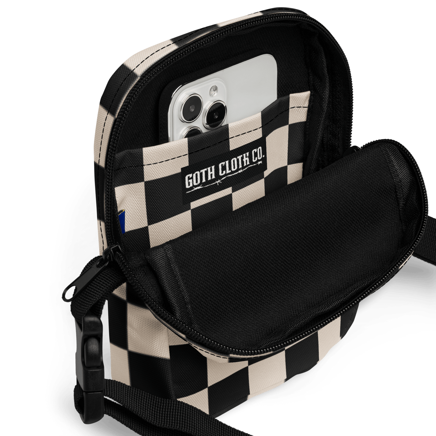 Retro Revival Checkerboard Crossbody Bag