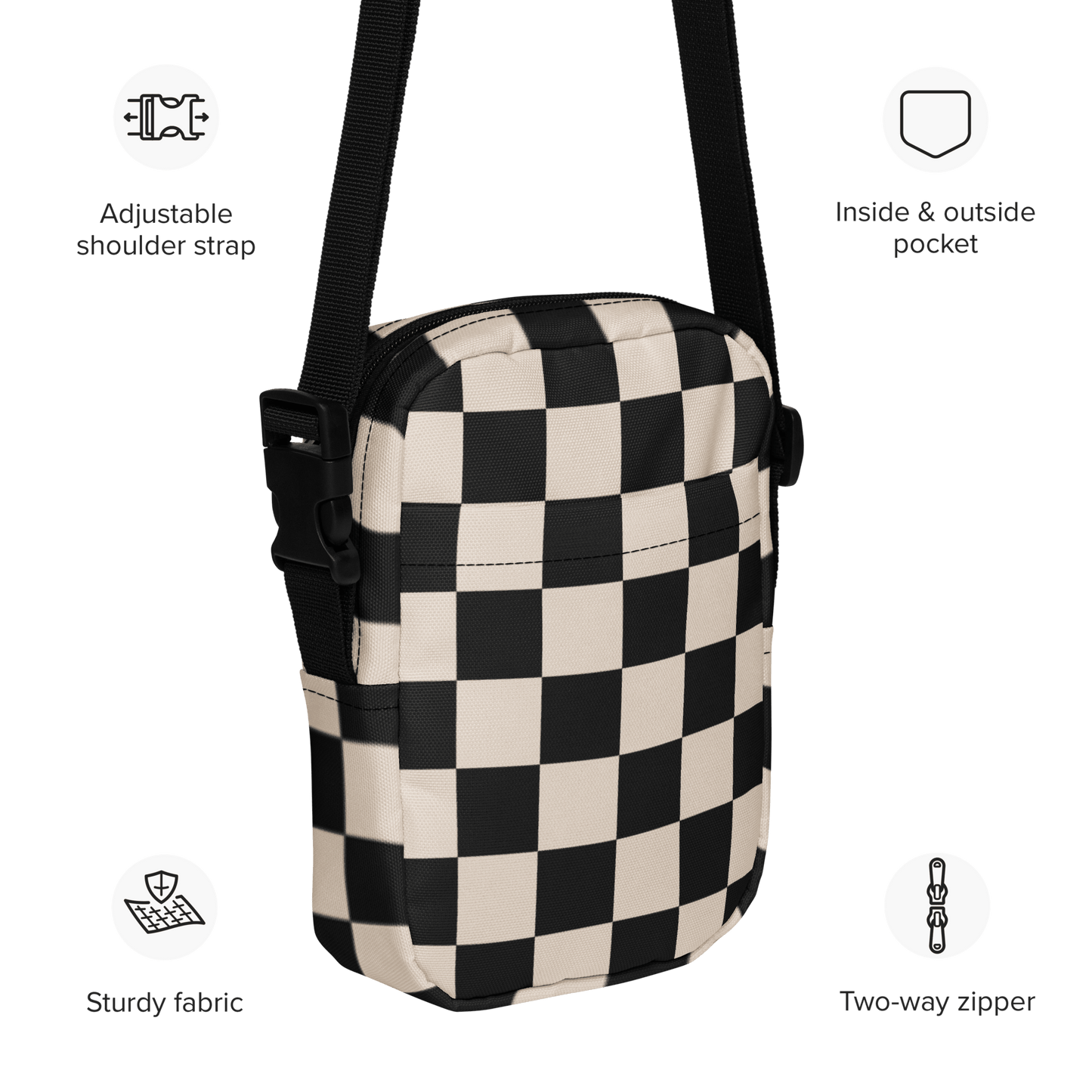 Retro Revival Checkerboard Crossbody Bag