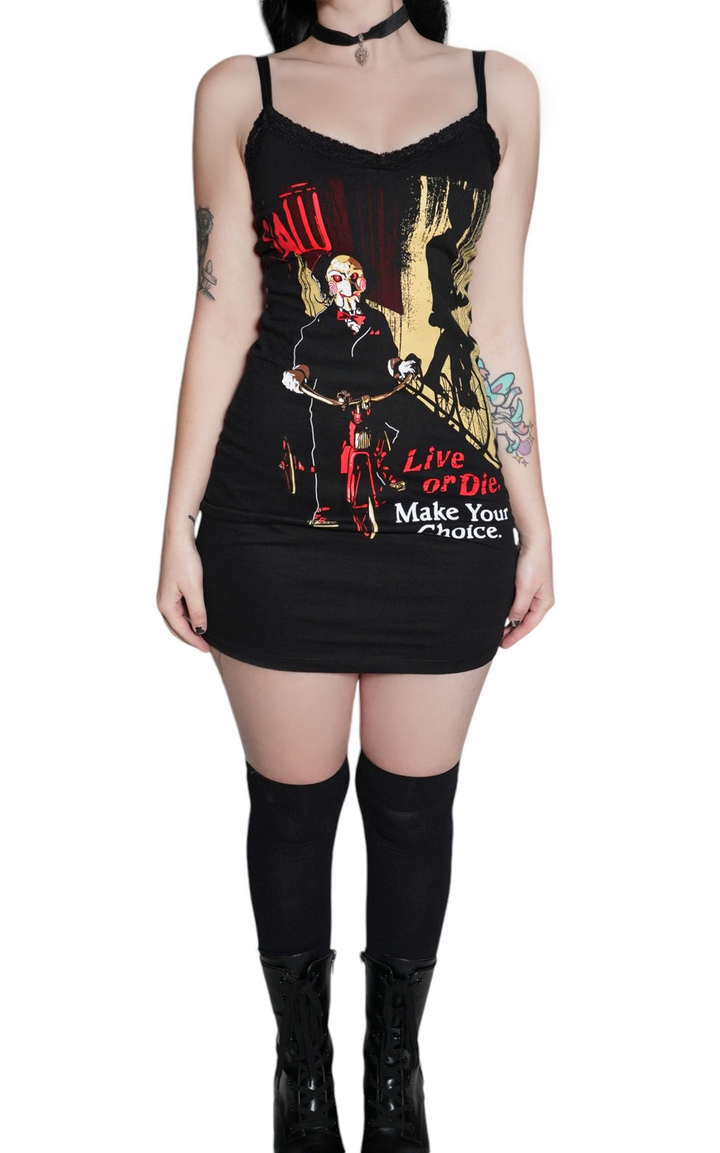 Saw 'Live or Die' Black Lace Strap Dress