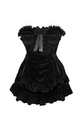 Top Drawer 2 PC Black Velvet Steel Boned Burlesque Corset & Skirt Set - Daisy Corsets