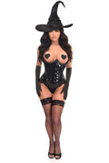 Top Drawer 3 PC Black Patent Witch Corset Costume - Daisy Corsets