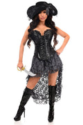 Top Drawer 4 PC Black/Grey Lace Premium Pirate Corset Costume - Daisy Corsets