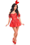 Top Drawer 4 PC Sexy Red Bunny Corset Costume - Daisy Corsets