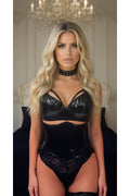 Top Drawer Black Patent PVC Vinyl Double Steel Boned Curvy Cut Waist Cincher - Daisy Corsets