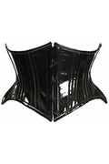 Top Drawer Black Patent PVC Vinyl Double Steel Boned Curvy Cut Waist Cincher - Daisy Corsets