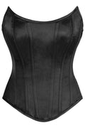 Top Drawer Black Satin Steel Boned Overbust Corset w/Side Zipper - Daisy Corsets