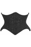Top Drawer Black/Black Brocade Double Steel Boned Mini Cincher Corset - Daisy Corsets