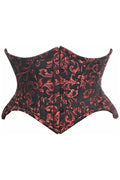 Top Drawer Black/Red Brocade Double Steel Boned Mini Cincher Corset - Daisy Corsets