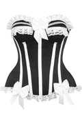 Top Drawer Black/White Steel Boned Burlesque Corset - Daisy Corsets