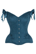 Top Drawer Blue Suede Steel Boned Corset w/Straps - Daisy Corsets