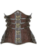 Top Drawer CURVY Brown Steampunk Steel Double Boned Under Bust Corset - Daisy Corsets