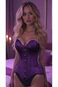 Top Drawer Dark Purple Satin Steel Boned Overbust Corset - Daisy Corsets