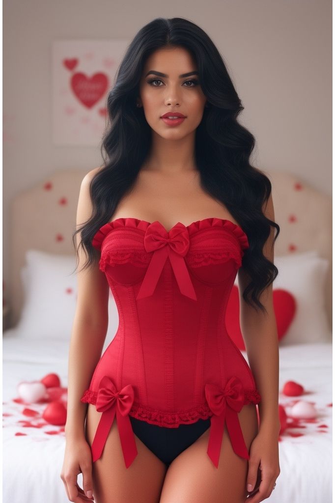 Top Drawer Dark Red Satin Steel Boned Burlesque Corset - Daisy Corsets