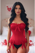 Top Drawer Dark Red Satin Steel Boned Burlesque Corset - Daisy Corsets