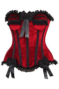 Top Drawer Dark Red Velvet Steel Boned Burlesque Corset - Daisy Corsets