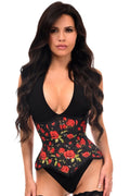 Top Drawer Red Roses Double Steel Boned Waist Training Corset Cincher - Daisy Corsets