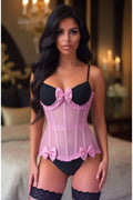Top Drawer Steel Boned Pink Mesh Underwire Burlesque Underbust Corset Cincher - Daisy Corsets