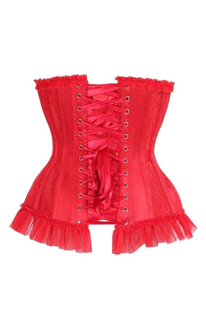 Top Drawer Steel Boned Red Lace Underwire Burlesque Underbust Corset Cincher - Daisy Corsets