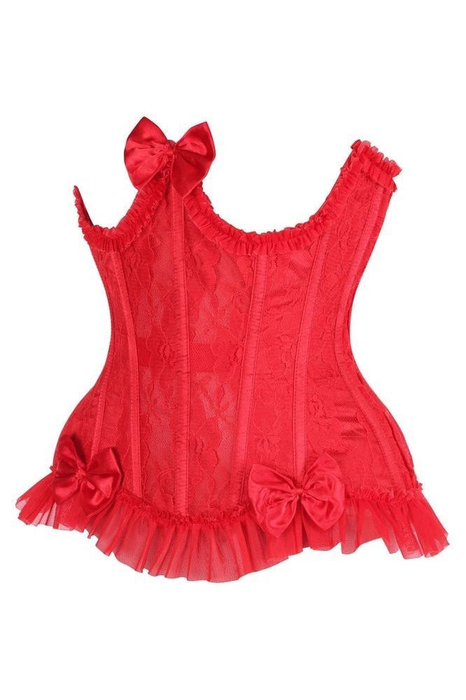 Top Drawer Steel Boned Red Lace Underwire Burlesque Underbust Corset Cincher - Daisy Corsets