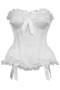 Top Drawer White Satin Steel Boned Burlesque Corset - Daisy Corsets