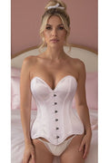 Top Drawer White Satin Steel Boned Overbust Corset - Daisy Corsets
