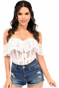 Top Drawer White Sheer Lace Steel Boned Corset - Daisy Corsets