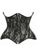 Top Drawer White w/Black Lace Double Steel Boned Curvy Cut Waist Cincher Corset - Daisy Corsets