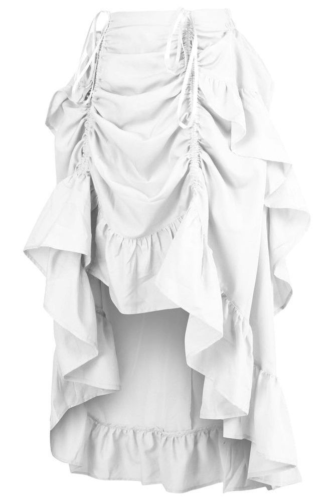 White Crepe Adjustable High Low Skirt - Daisy Corsets