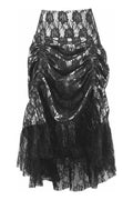 White w/Black Lace Overlay Ruched Bustle Skirt - Daisy Corsets